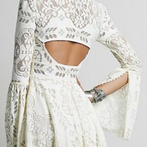 FREE PEOPLE White/Ivory Mesh Lace Dress 4 XS